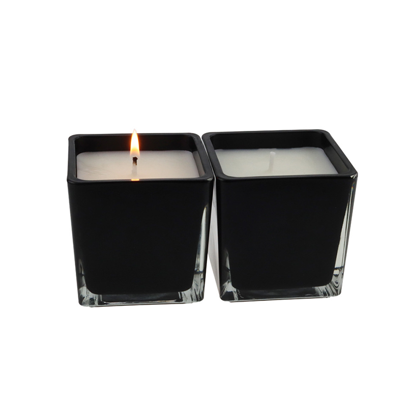 6*6cm UK Luxury black glass jar scented candles custom private label packaging box